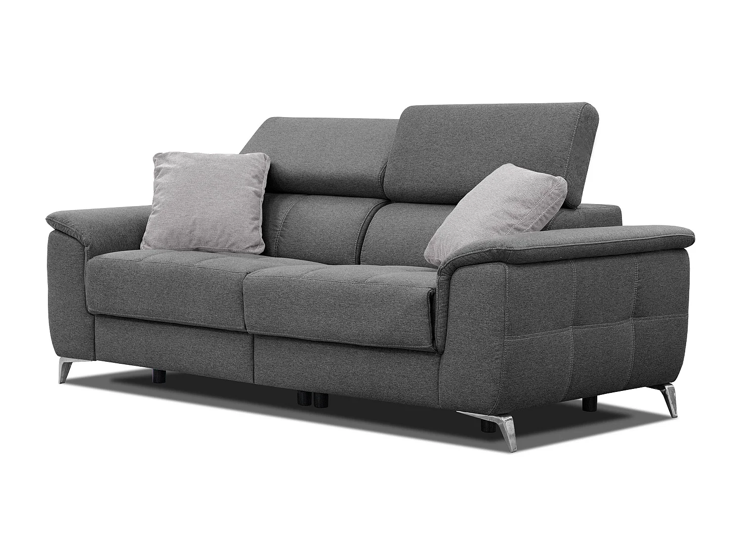 PLAUEN Sofa 3-Sitzer mit 2 Relaxfunktionen und verstellbare Kopfstützen, dunkelgrau