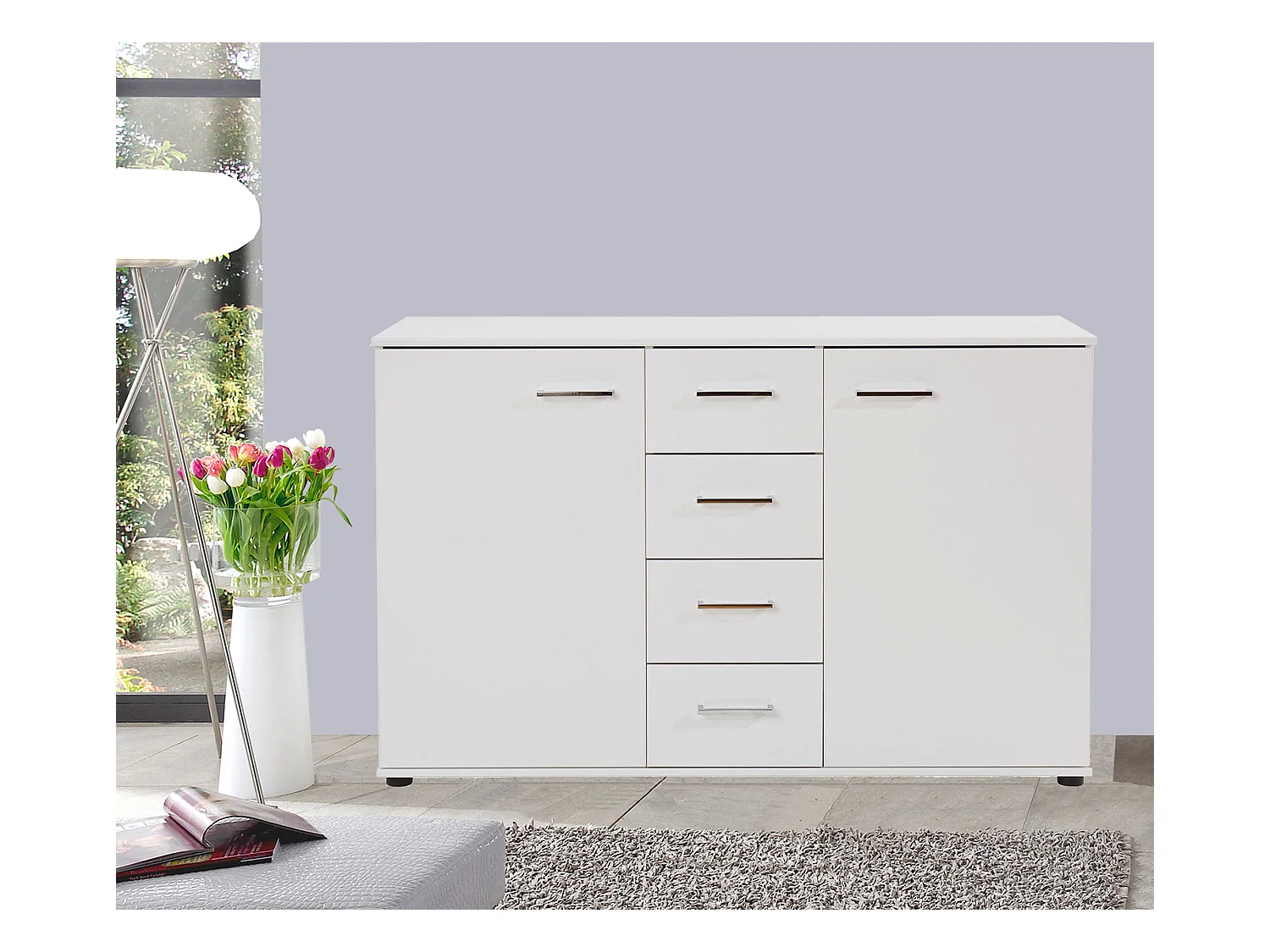 KOMMODE Pamela weiß 130 / 41 / 83cm