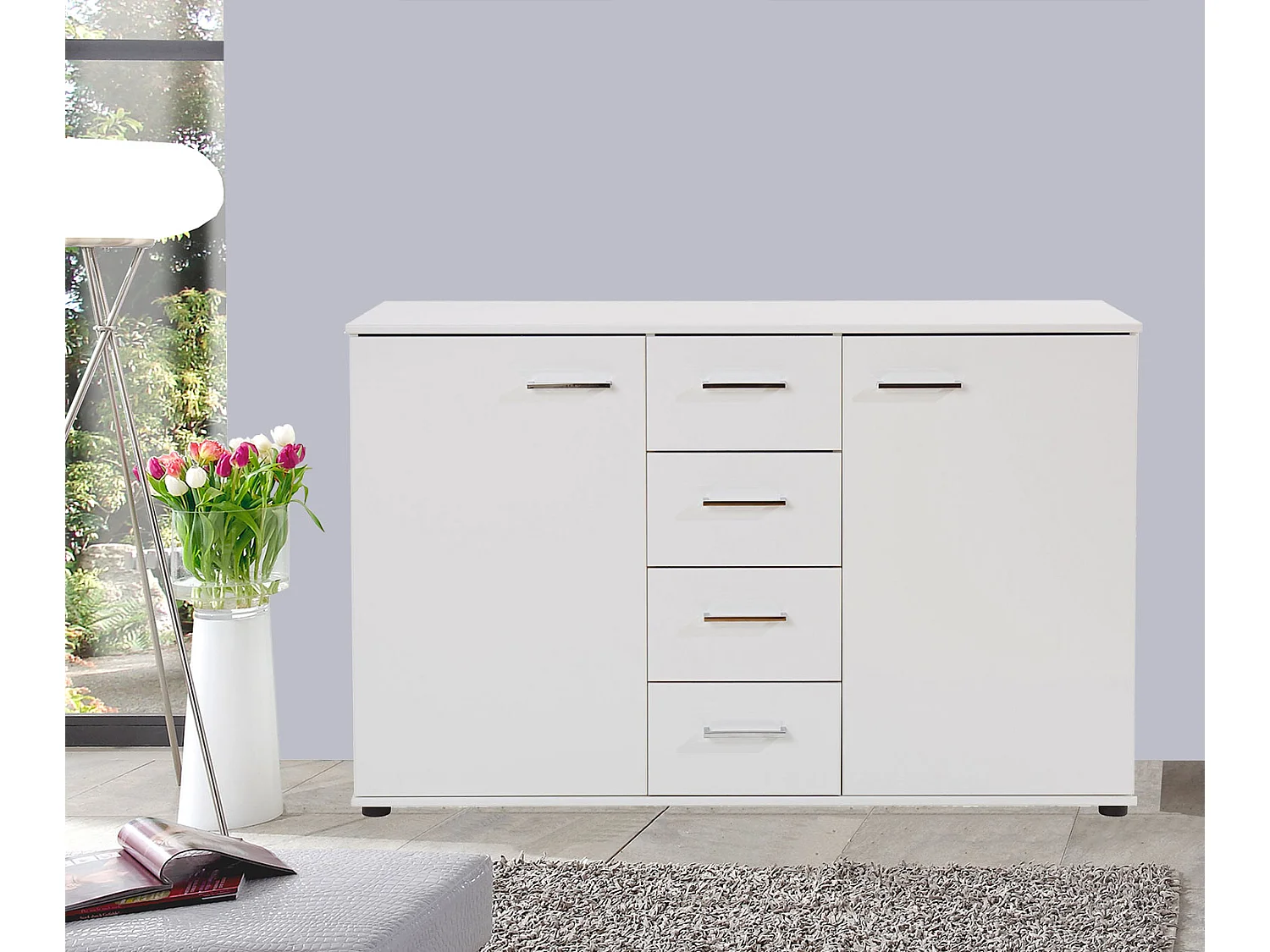 KOMMODE Pamela weiß 130 / 41 / 83cm