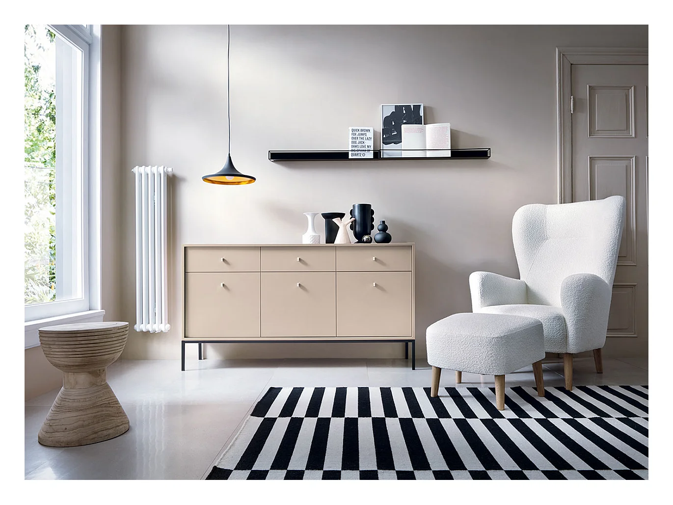 SIDEBOARD Mono beige / schwarz 153 / 39 / 83cm