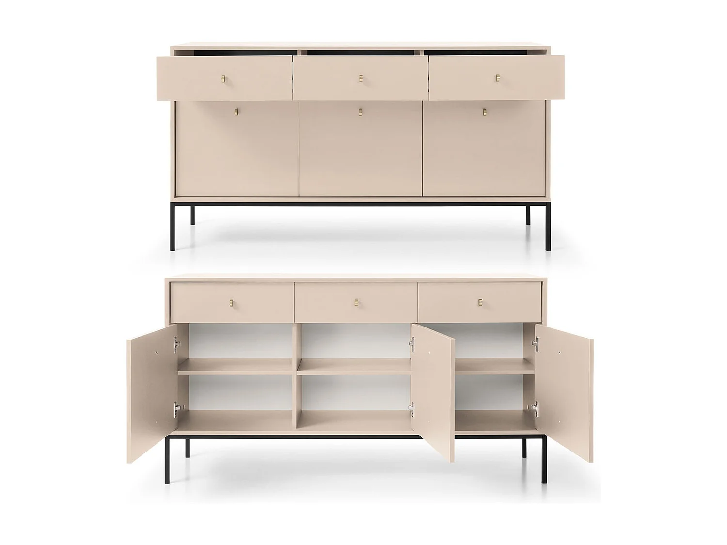 SIDEBOARD Mono beige / schwarz 153 / 39 / 83cm