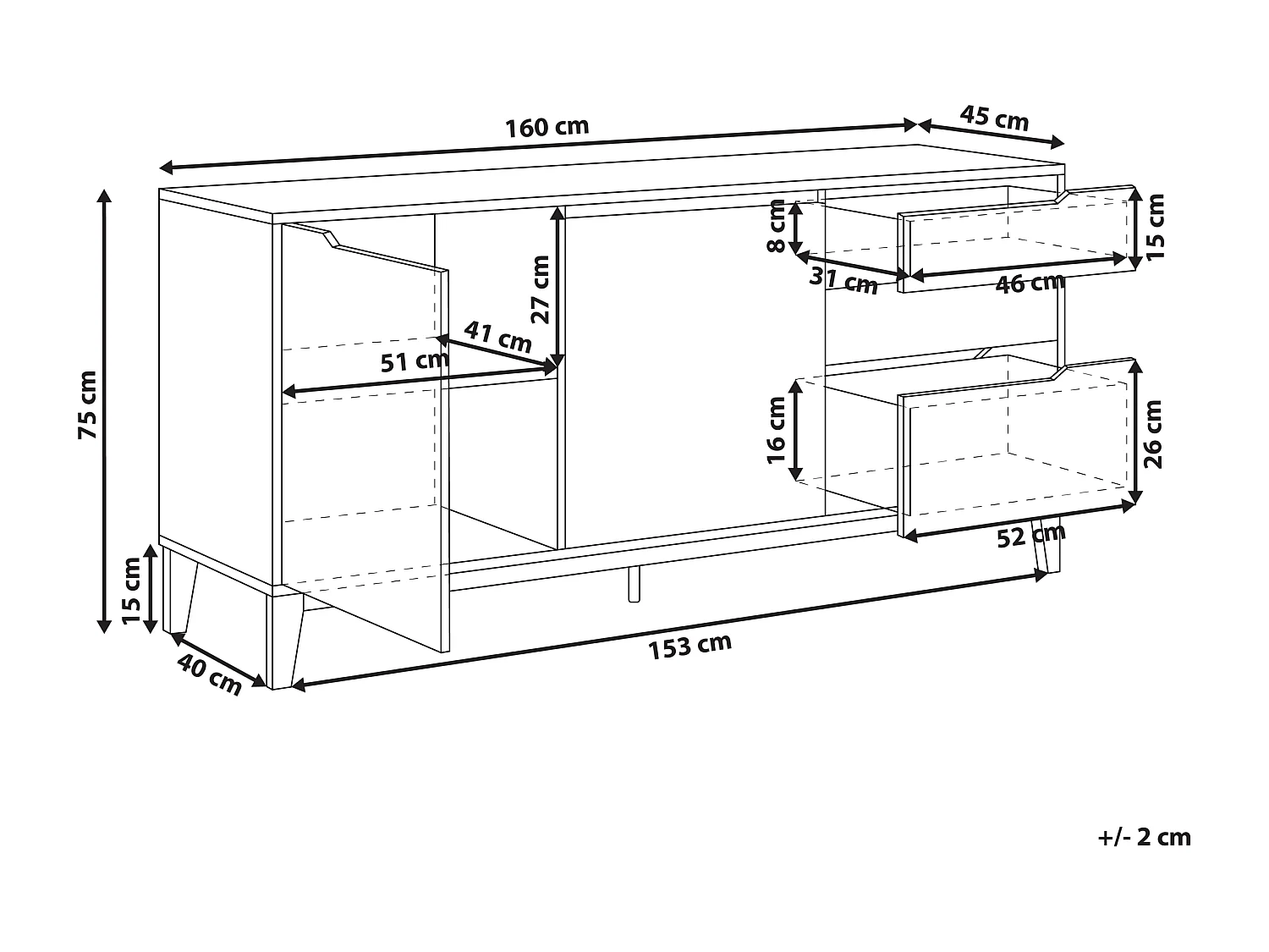 Commode 2 portes MONCTON Marron clair
