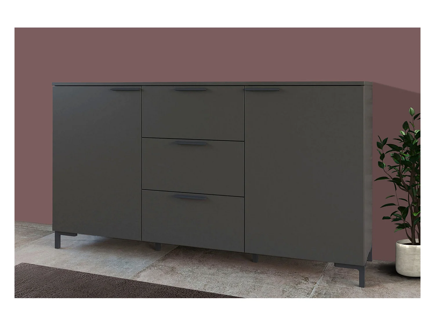 KOMMODE Alternative Kosmos anthrazit / weiß 151 / 40 / 84cm