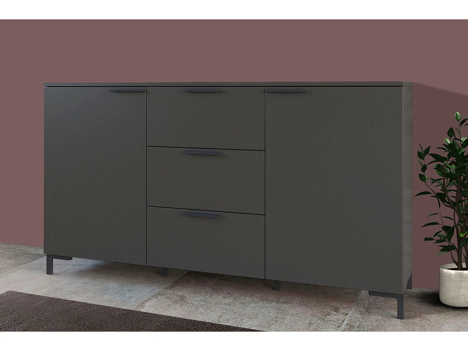 KOMMODE Alternative Kosmos anthrazit / weiß 151 / 40 / 84cm