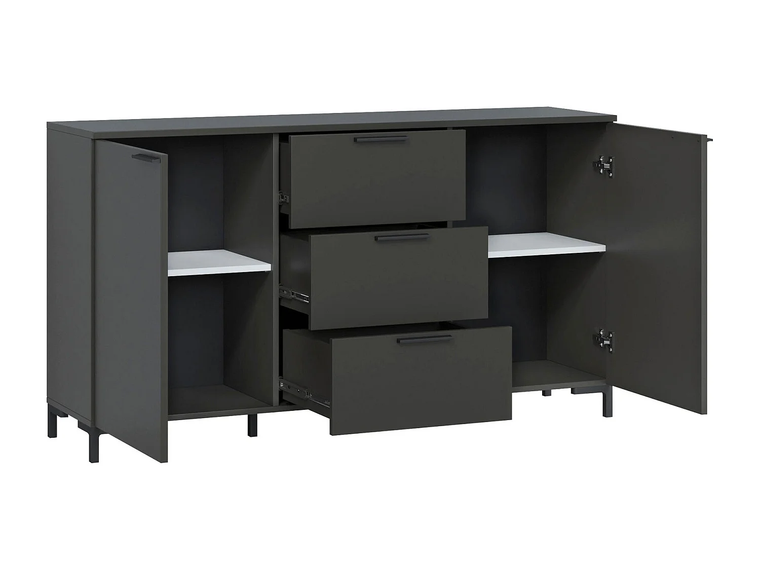 KOMMODE Alternative Kosmos anthrazit / weiß 151 / 40 / 84cm