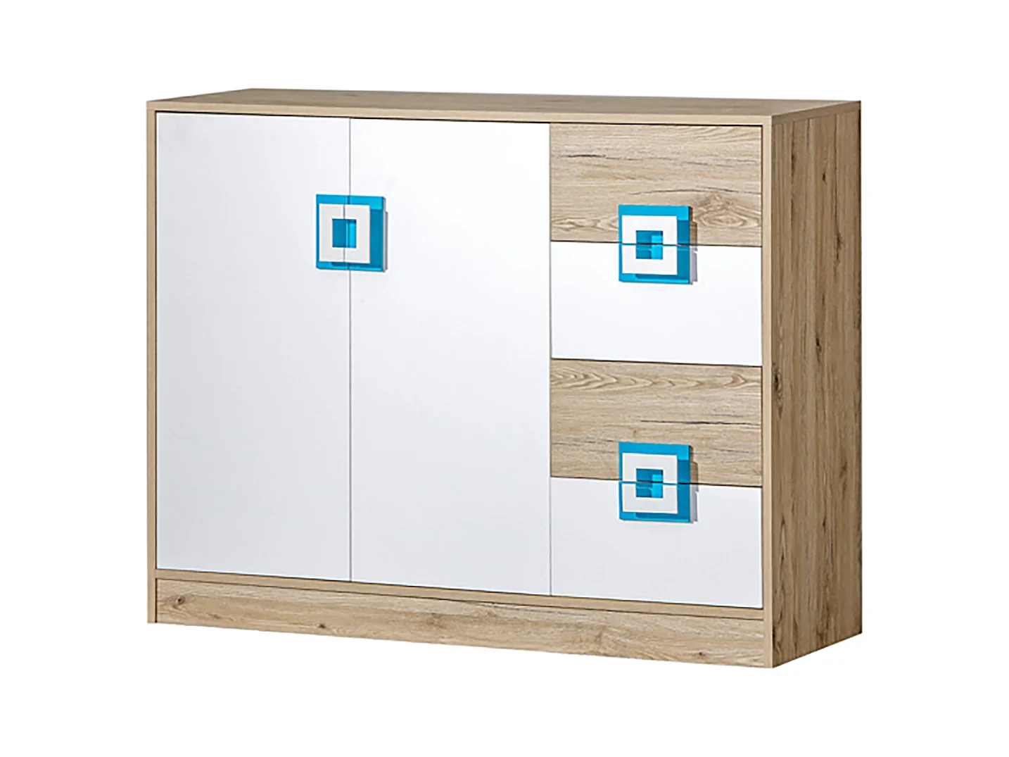 SIDEBOARD Nico 120 / 40 / 93cm Eiche hell / weiß-Türkis