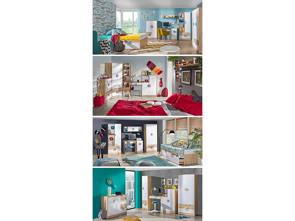 SIDEBOARD Nico 120 / 40 / 93cm Eiche hell / weiß-Türkis