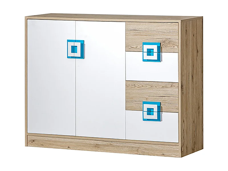 SIDEBOARD Nico 120 / 40 / 93cm Eiche hell / weiß-Türkis