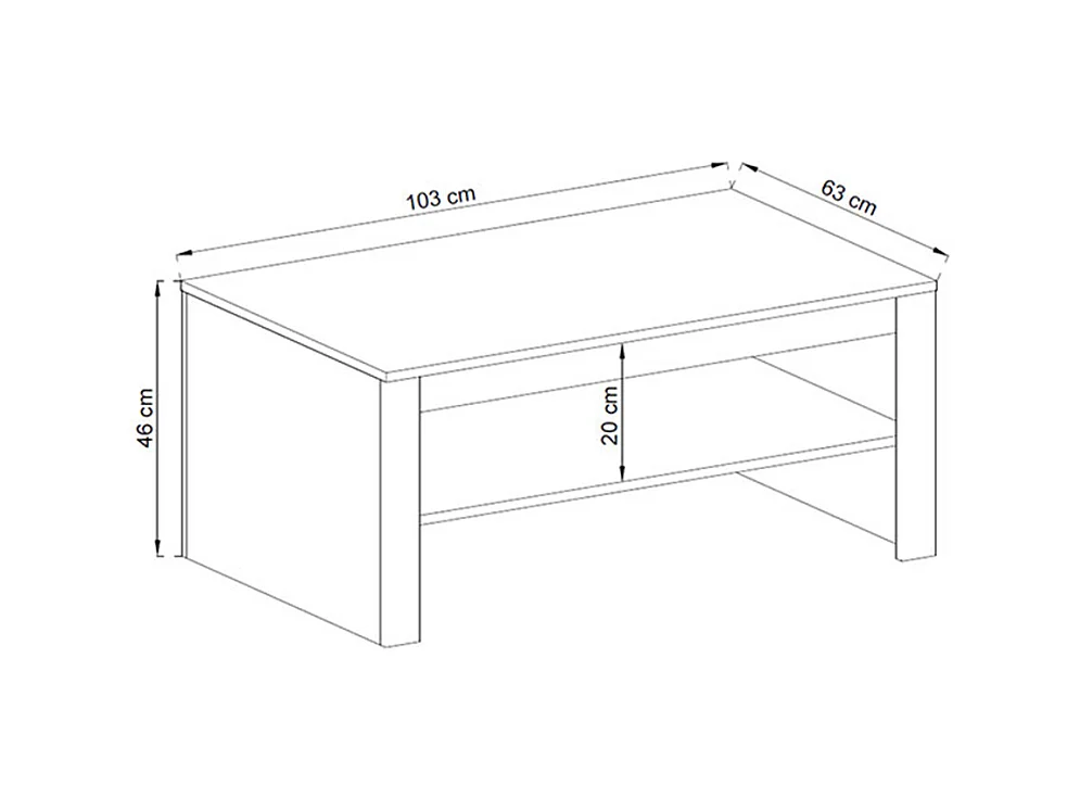 COUCHTISCH Falco Anderson Pinie - Absetzungen Eiche Riviera 103 / 63 / 46cm