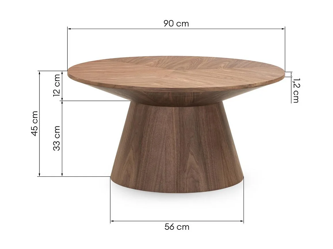 Couchtisch 90x90x45 cm Walnuss Mariel