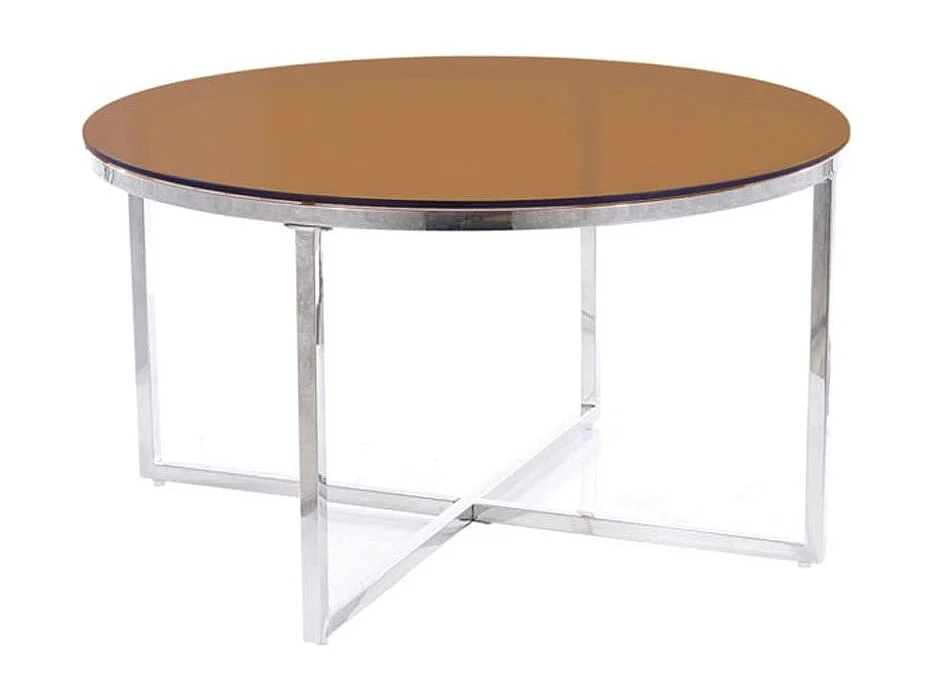 COUCHTISCH Crystal  Bernsteinfarben / Silber 80 / 80 / 45cm