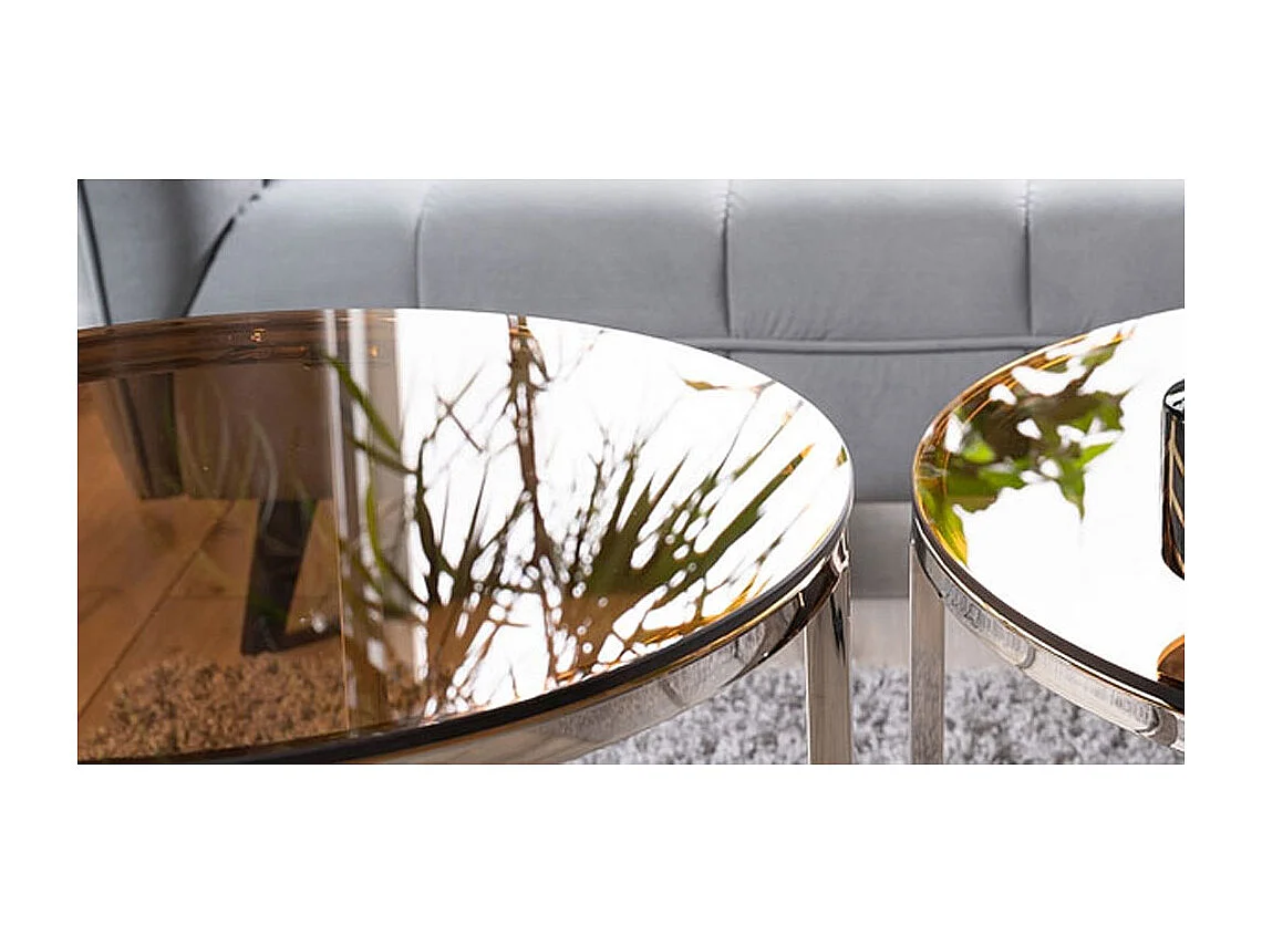 COUCHTISCH Crystal  Bernsteinfarben / Silber 80 / 80 / 45cm