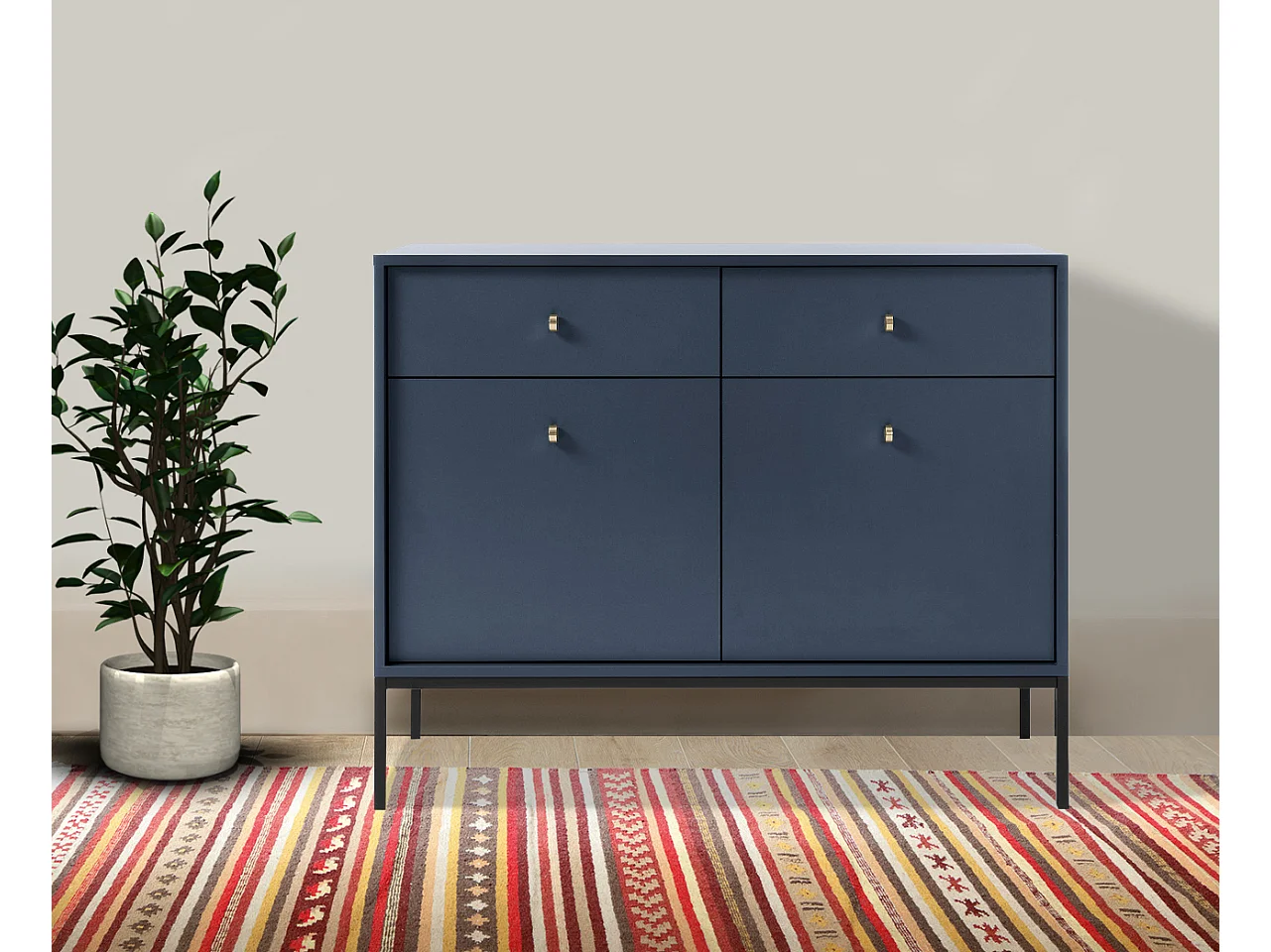 KOMMODE Mono marineblau / schwarz 103,5 / 39 / 83cm