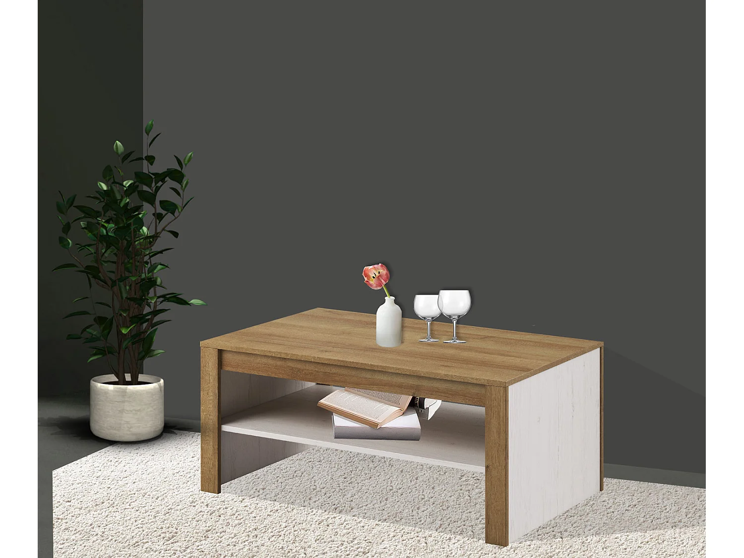 COUCHTISCH Falco Anderson Pinie / Eiche Riviera 103 / 63 / 46cm