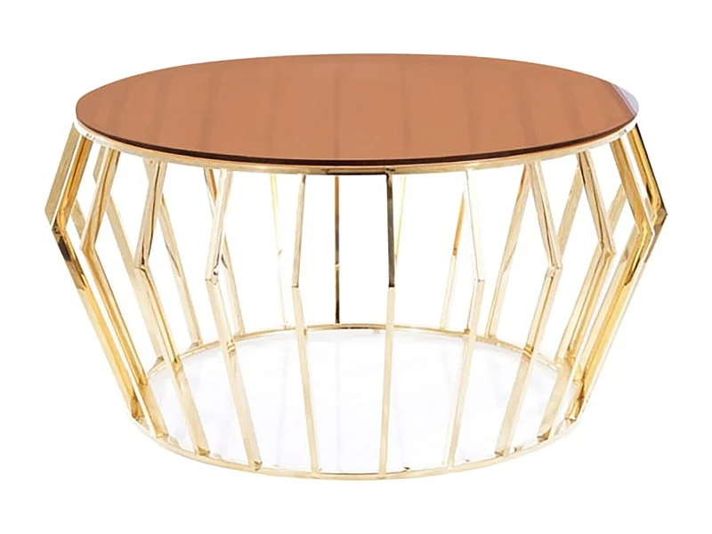 COUCHTISCH Ariana Bernsteinfarben / Gold 80 / 80 / 45cm