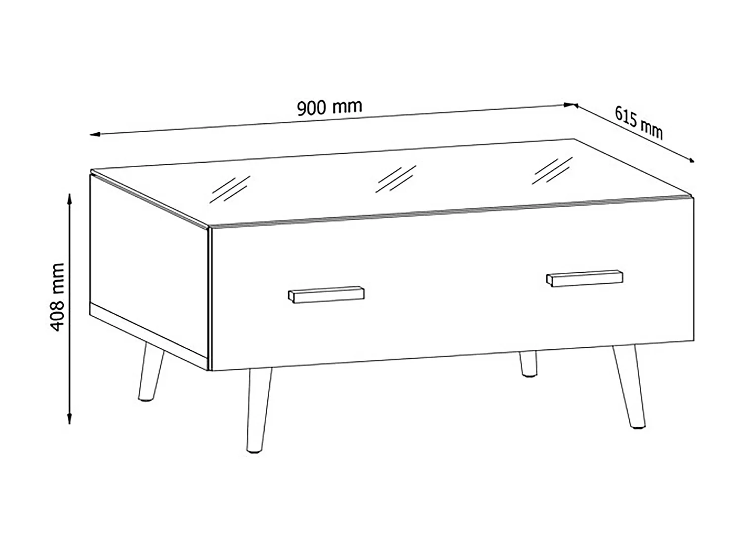 COUCHTISCH Brillo grau Hochglanz / weiß / rauchglas schwarz / Eiche Artisan 90 / 65 / 40,8cm
