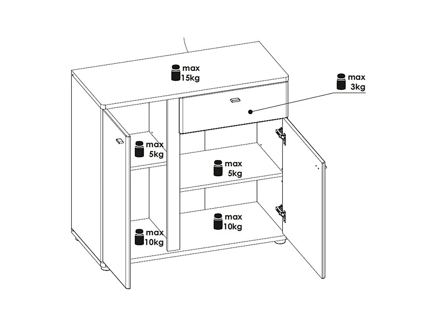 KOMMODE Avila Eiche Artisan / weiß 94 / 42 /87cm