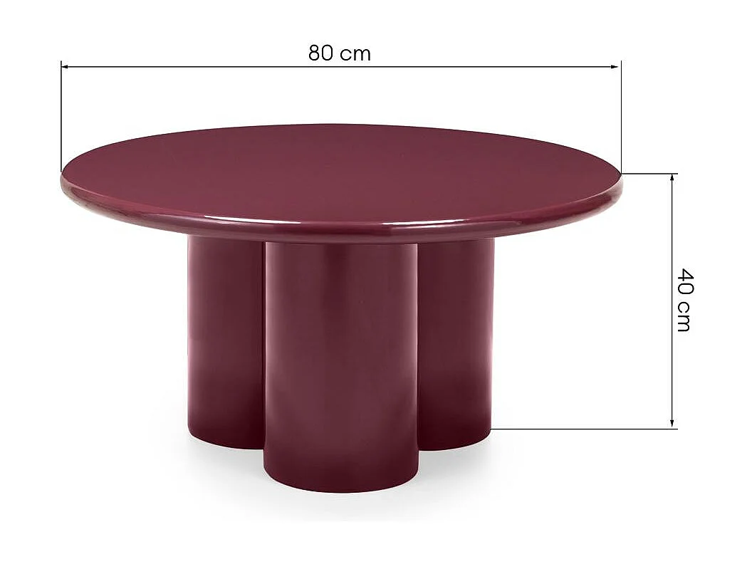 Table basse 80x80x40 cm Bourgogne burgun