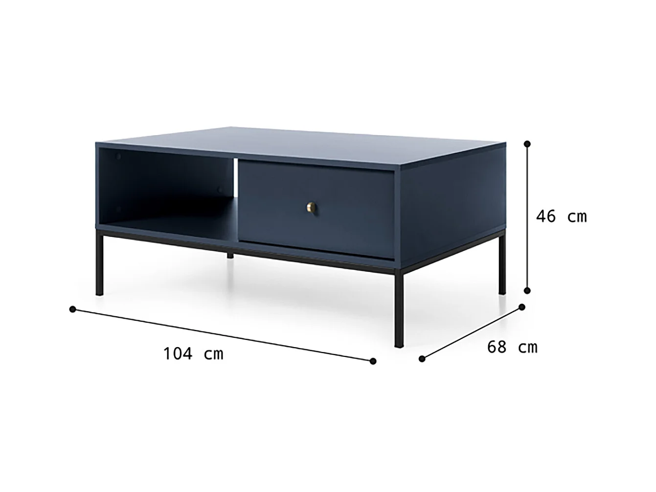 COUCHTISCH Mono marineblau / schwarz 103,5 / 68 / 46cm