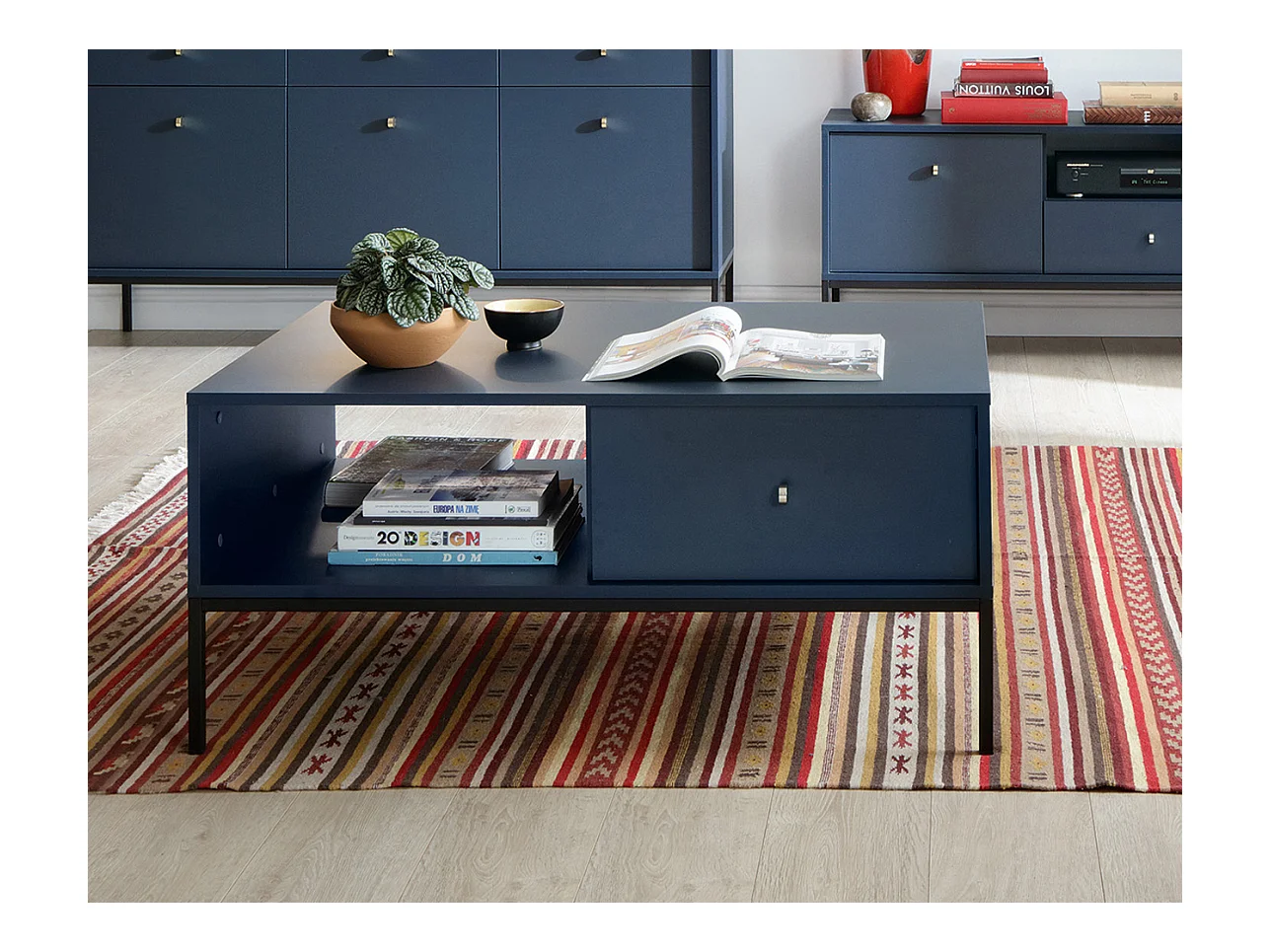 COUCHTISCH Mono marineblau / schwarz 103,5 / 68 / 46cm