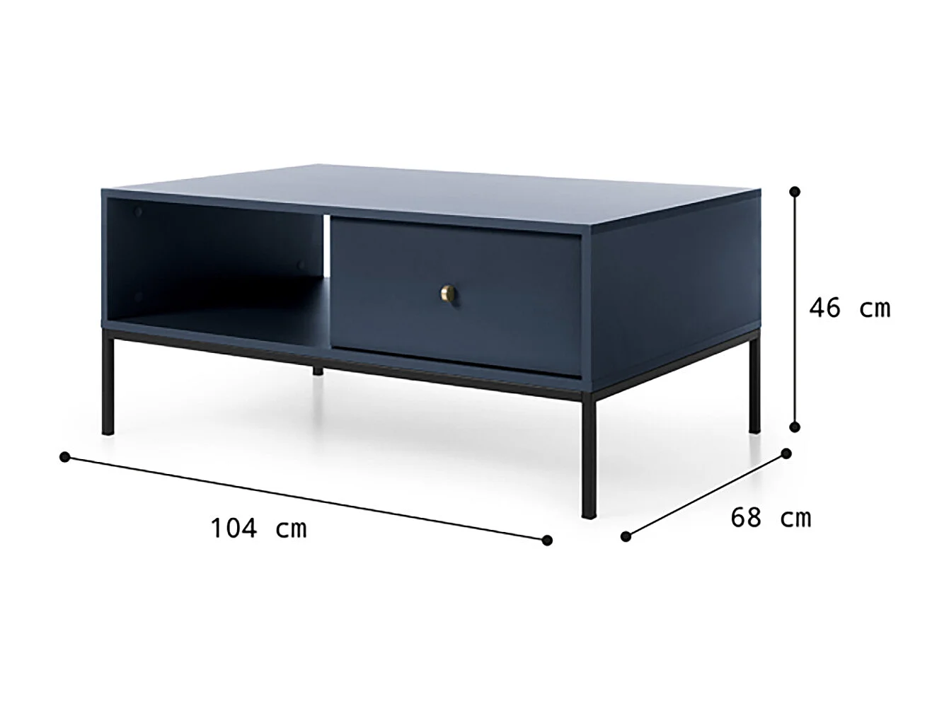 COUCHTISCH Mono marineblau / schwarz 103,5 / 68 / 46cm
