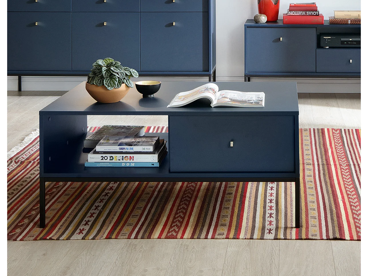 COUCHTISCH Mono marineblau / schwarz 103,5 / 68 / 46cm