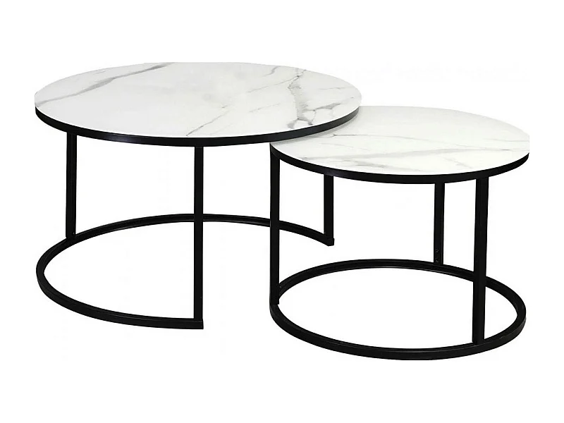 COUCHTISCH 2ER SET weiß / schwarz 80 / 80 /45cm