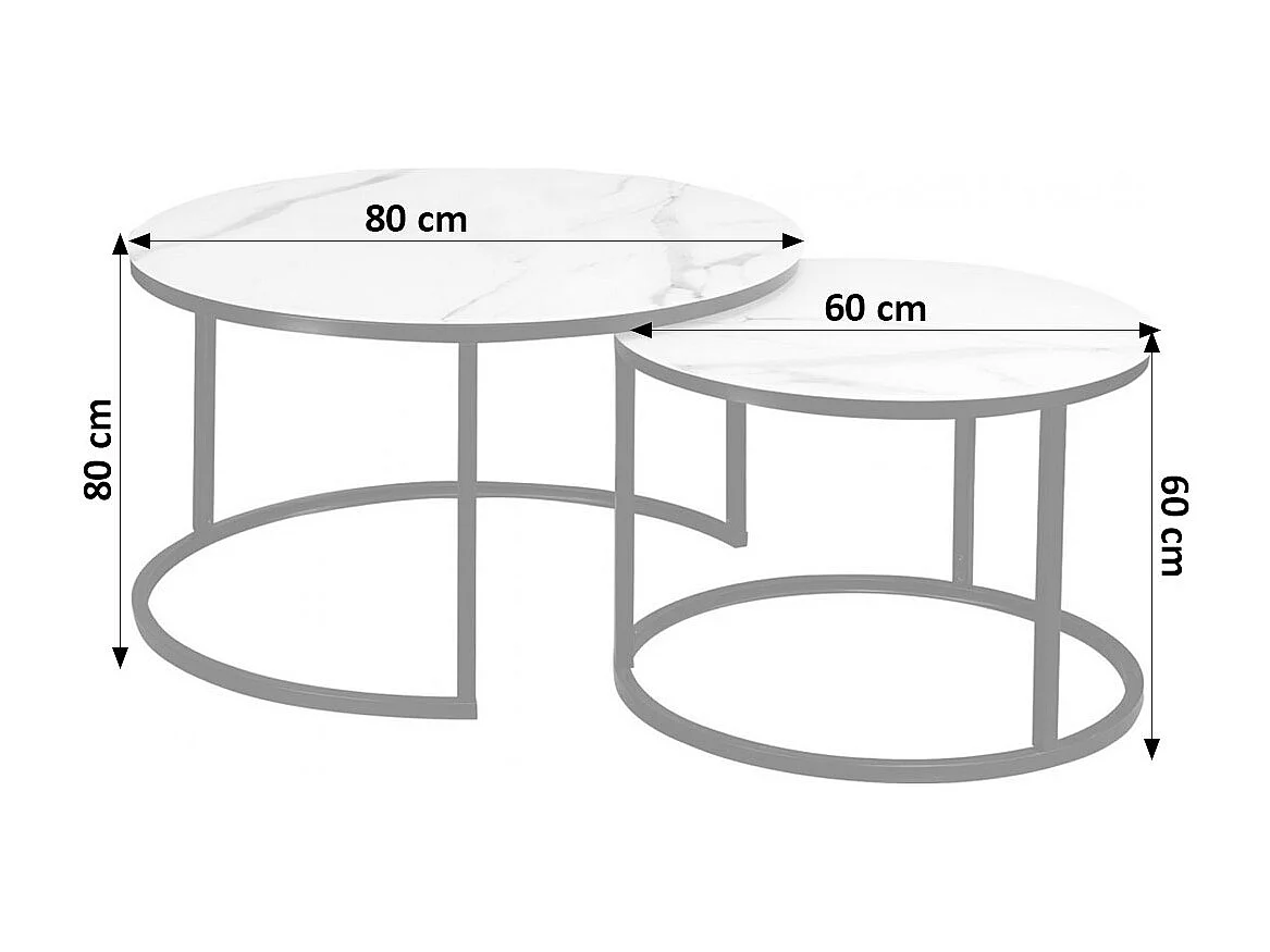 COUCHTISCH 2ER SET weiß / schwarz 80 / 80 /45cm