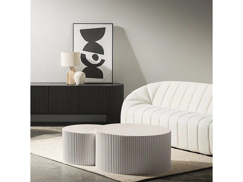 Couchtisch-Set 60x60x35 cm grau-beige Zeo