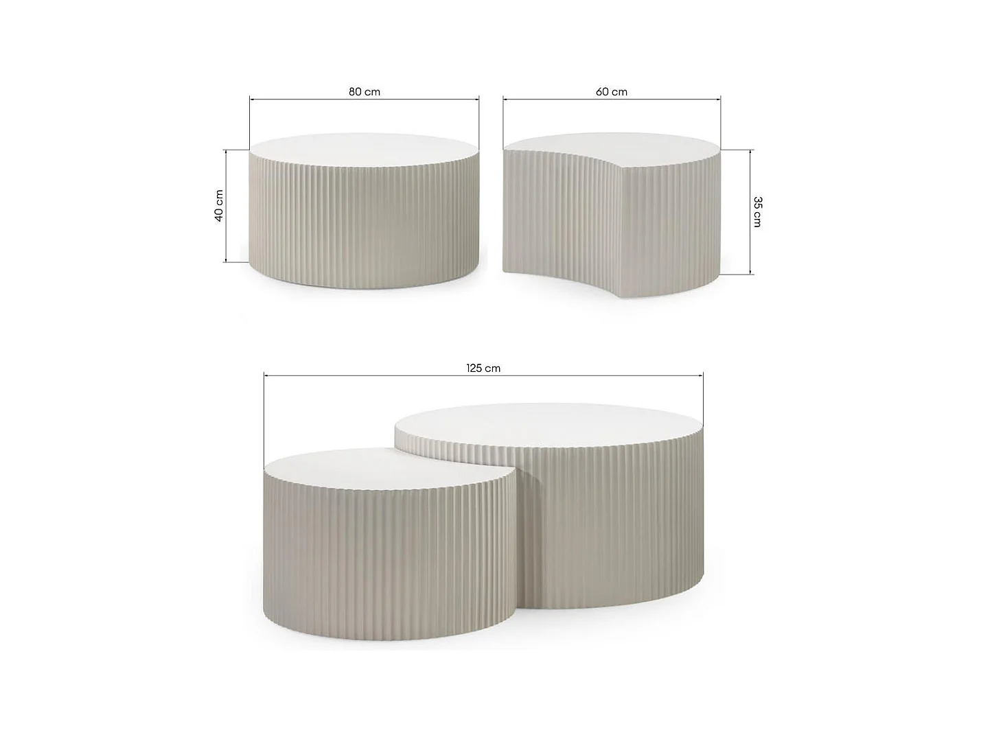 Salontafelset 60x60x35 cm grijs-beige Zeo