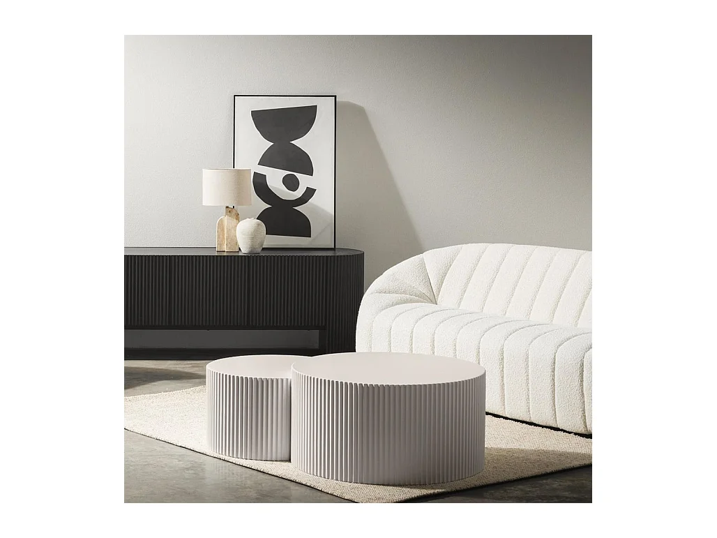 Couchtisch-Set 60x60x35 cm grau-beige Zeo