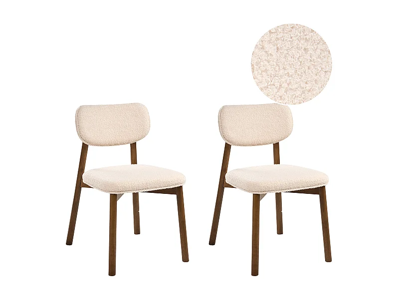 Lot de 2 chaises de salle à manger MILLS Bouclé Marron foncé/beige