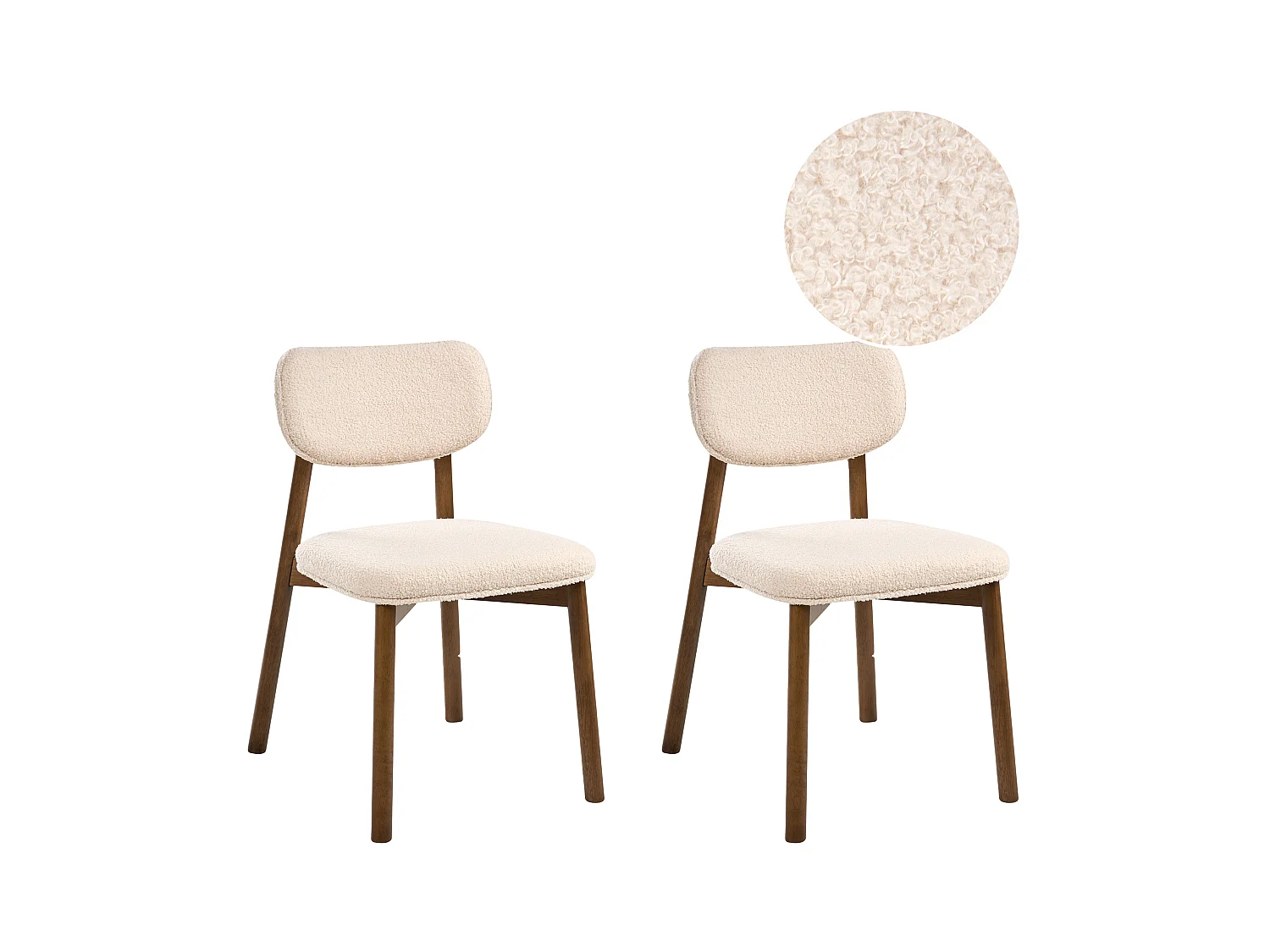 Lot de 2 chaises de salle à manger MILLS Bouclé Marron foncé/beige