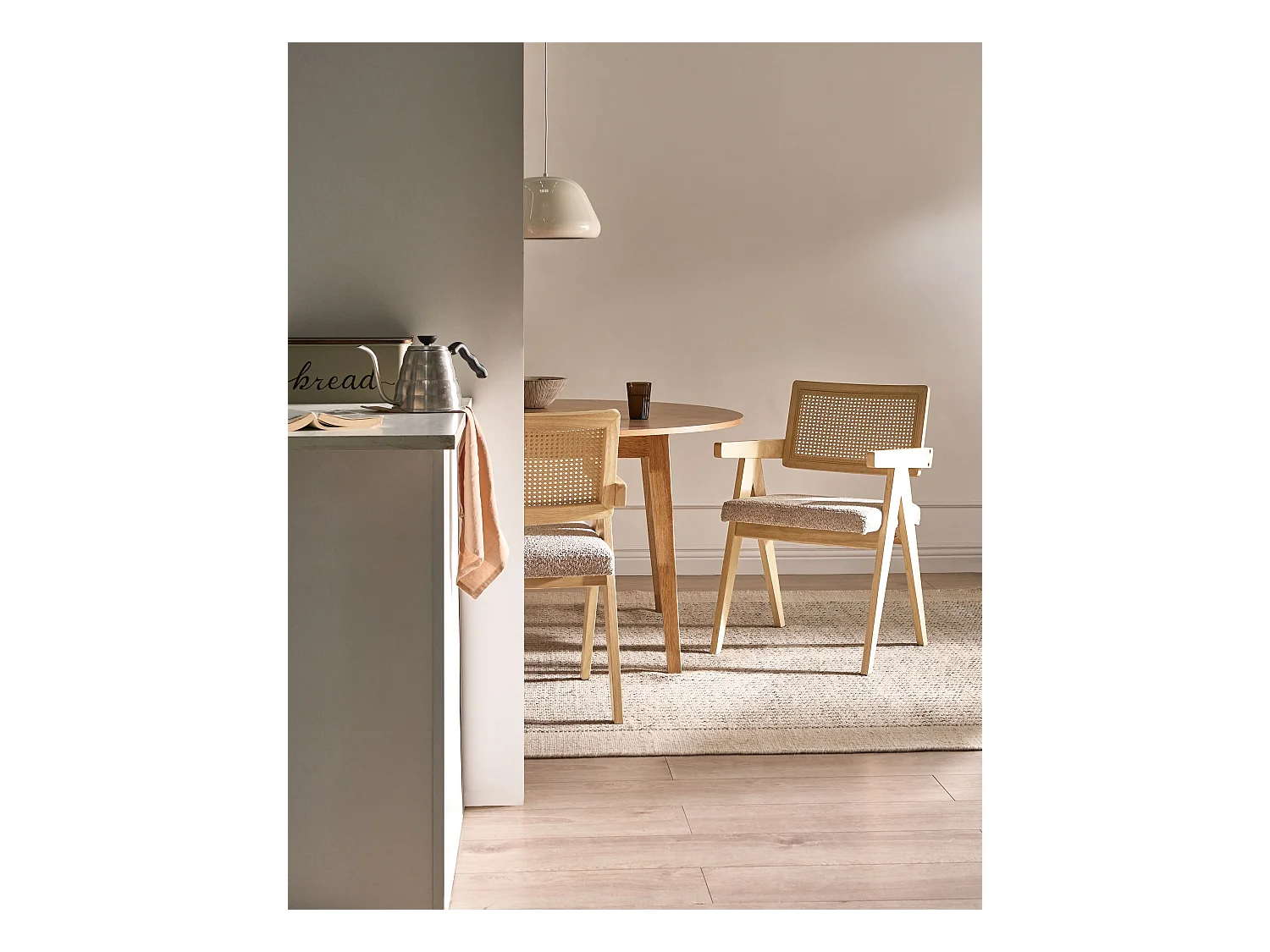 Lot de 2 chaises de salle à manger MILLS Bouclé Marron foncé/beige