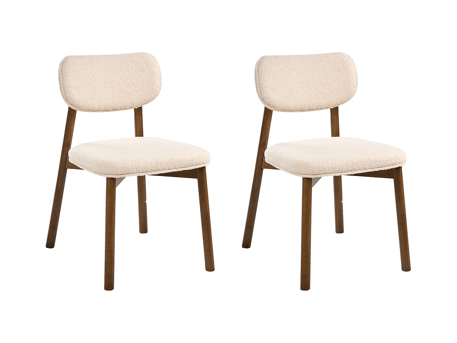 Lot de 2 chaises de salle à manger MILLS Bouclé Marron foncé/beige