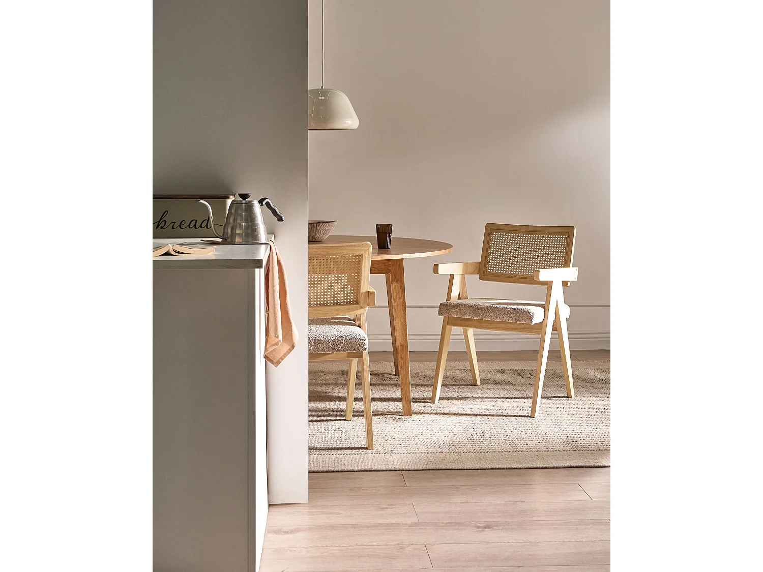 Set of 2 Dining Chairs MILLS Boucle Brown/ Light Beige