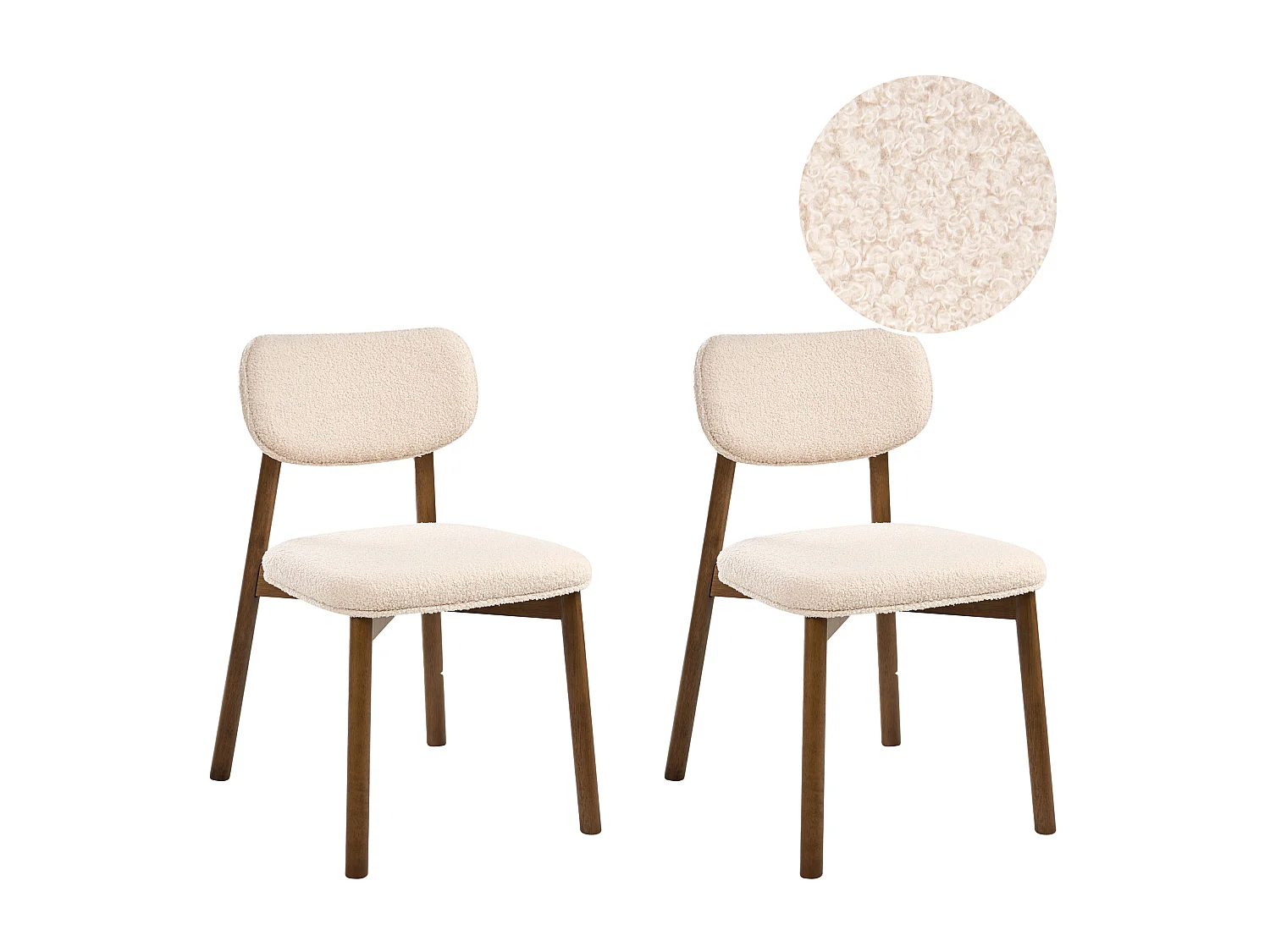 Lot de 2 chaises de salle à manger MILLS Bouclé Marron foncé/beige