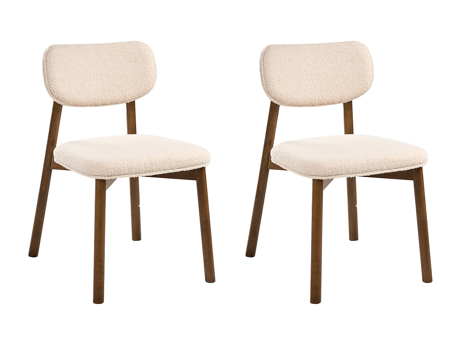Lot de 2 chaises de salle à manger MILLS Bouclé Marron foncé/beige