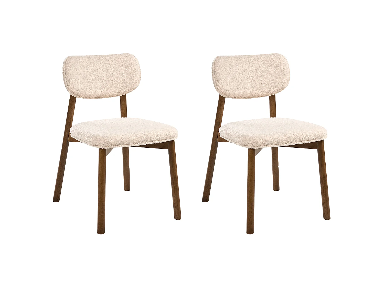 Set of 2 Dining Chairs MILLS Boucle Brown/ Light Beige