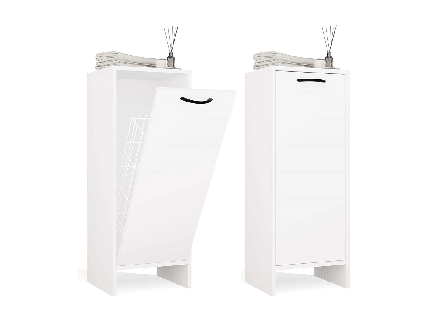 NINA - Armario de baño con cesto para la ropa - Blanco