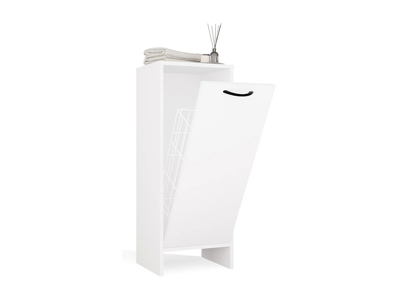 NINA - Armario de baño con cesto para la ropa - Blanco