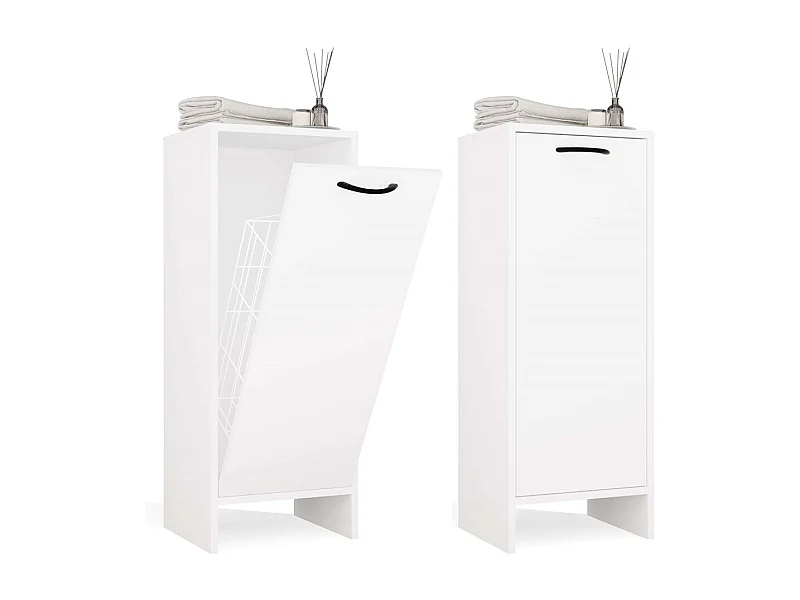 NINA - Armario de baño con cesto para la ropa - Blanco