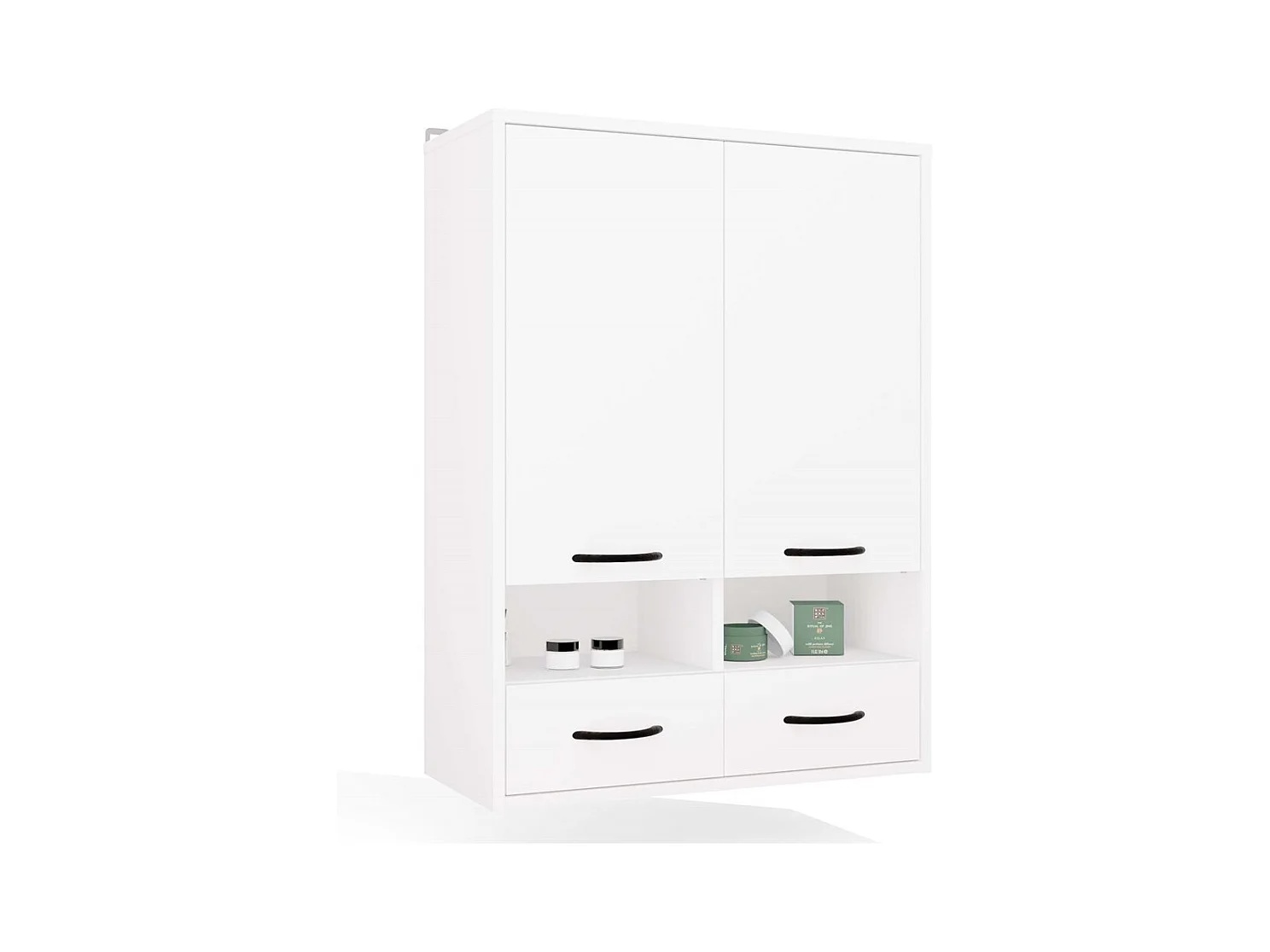 NINA - Mueble de pared para baño con 8 estantes y 2 cajones - Blanco