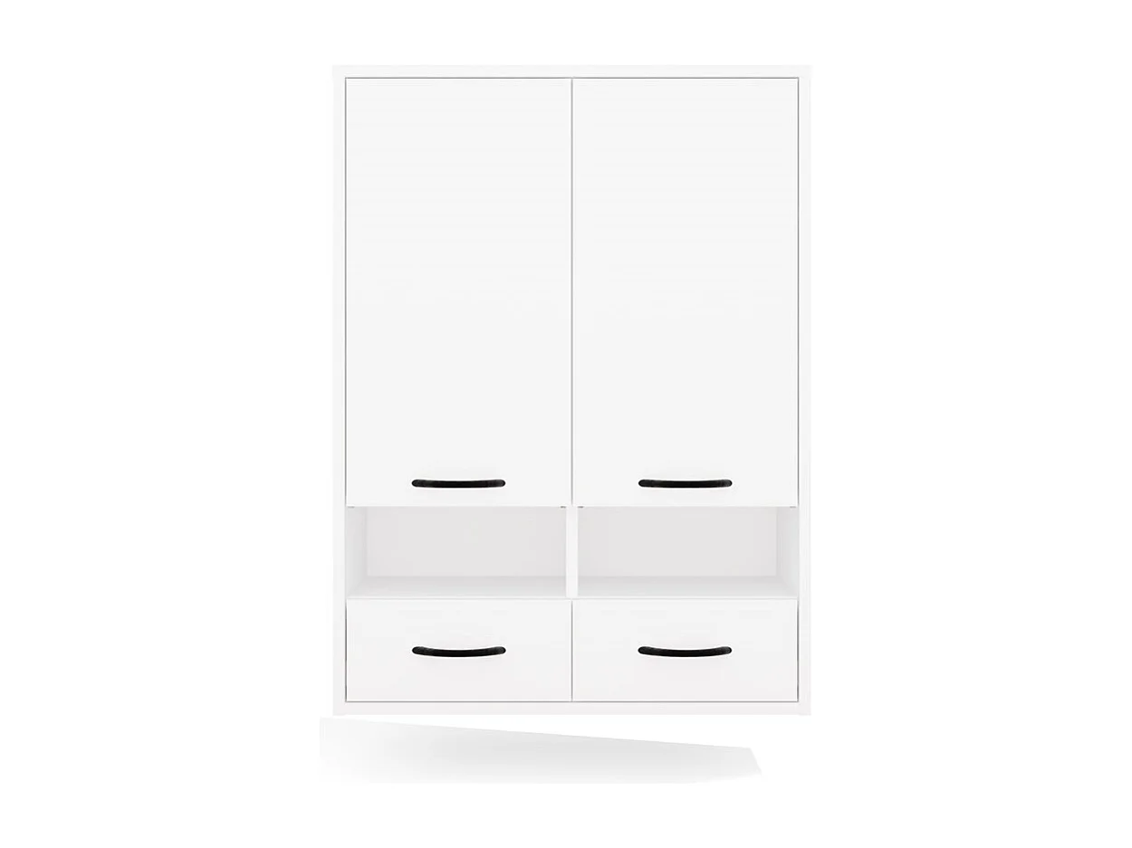 NINA - Mueble de pared para baño con 8 estantes y 2 cajones - Blanco