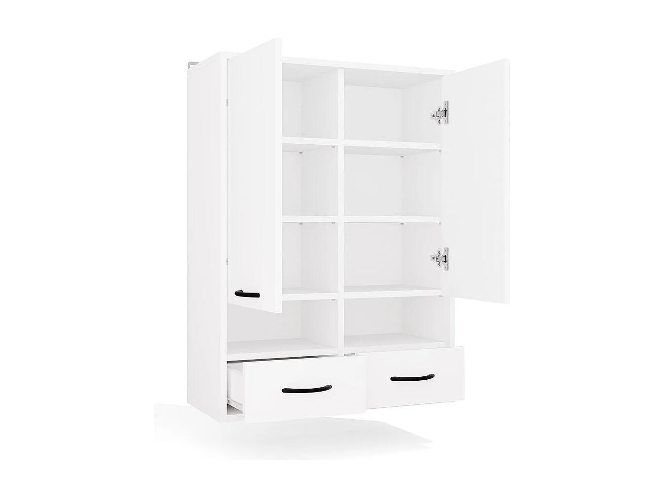 NINA - Mueble de pared para baño con 8 estantes y 2 cajones - Blanco