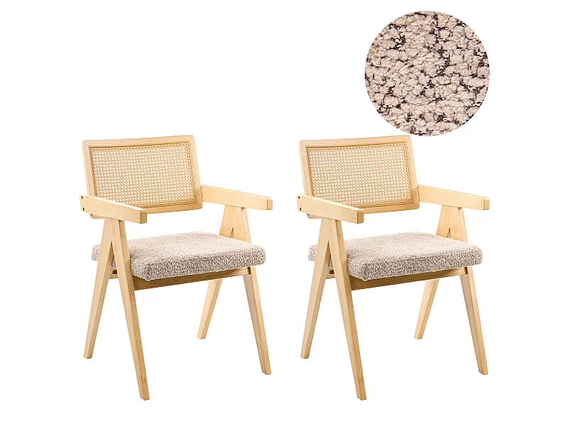 Lot de 2 chaises de salle à manger AVA Bois Marron clair/taupe