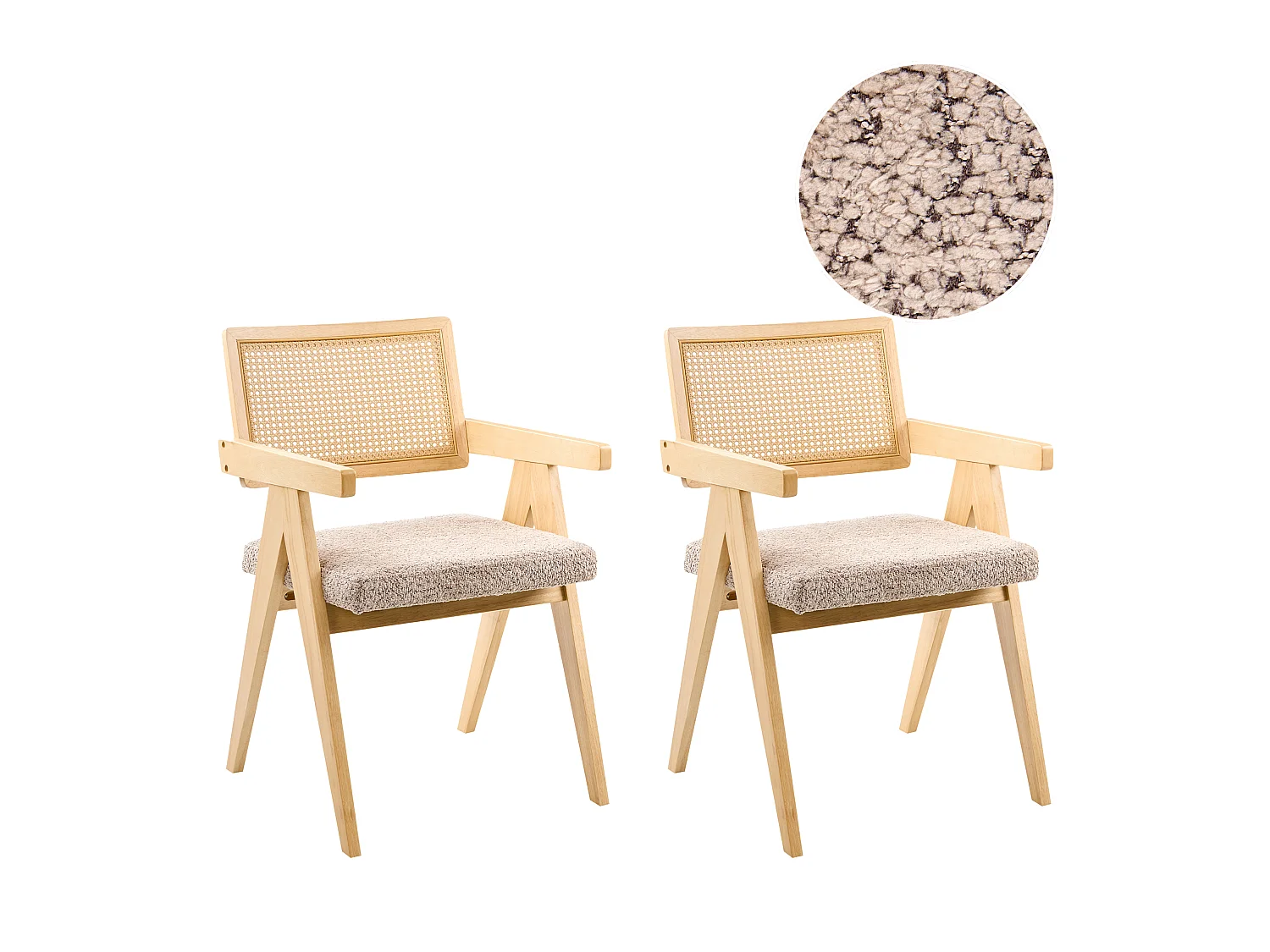 Lot de 2 chaises de salle à manger AVA Bois Marron clair/taupe