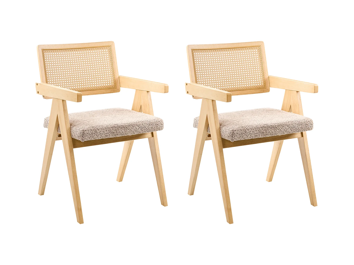 Lot de 2 chaises de salle à manger AVA Bois Marron clair/taupe