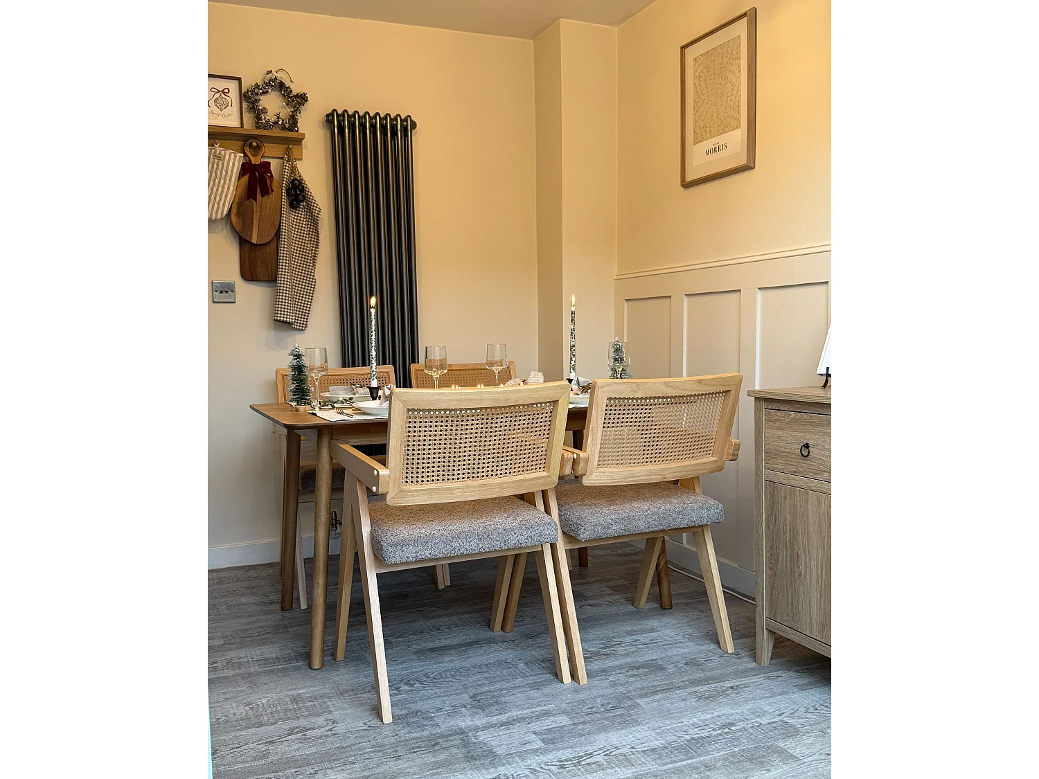 Lot de 2 chaises de salle à manger AVA Bois Marron clair/taupe