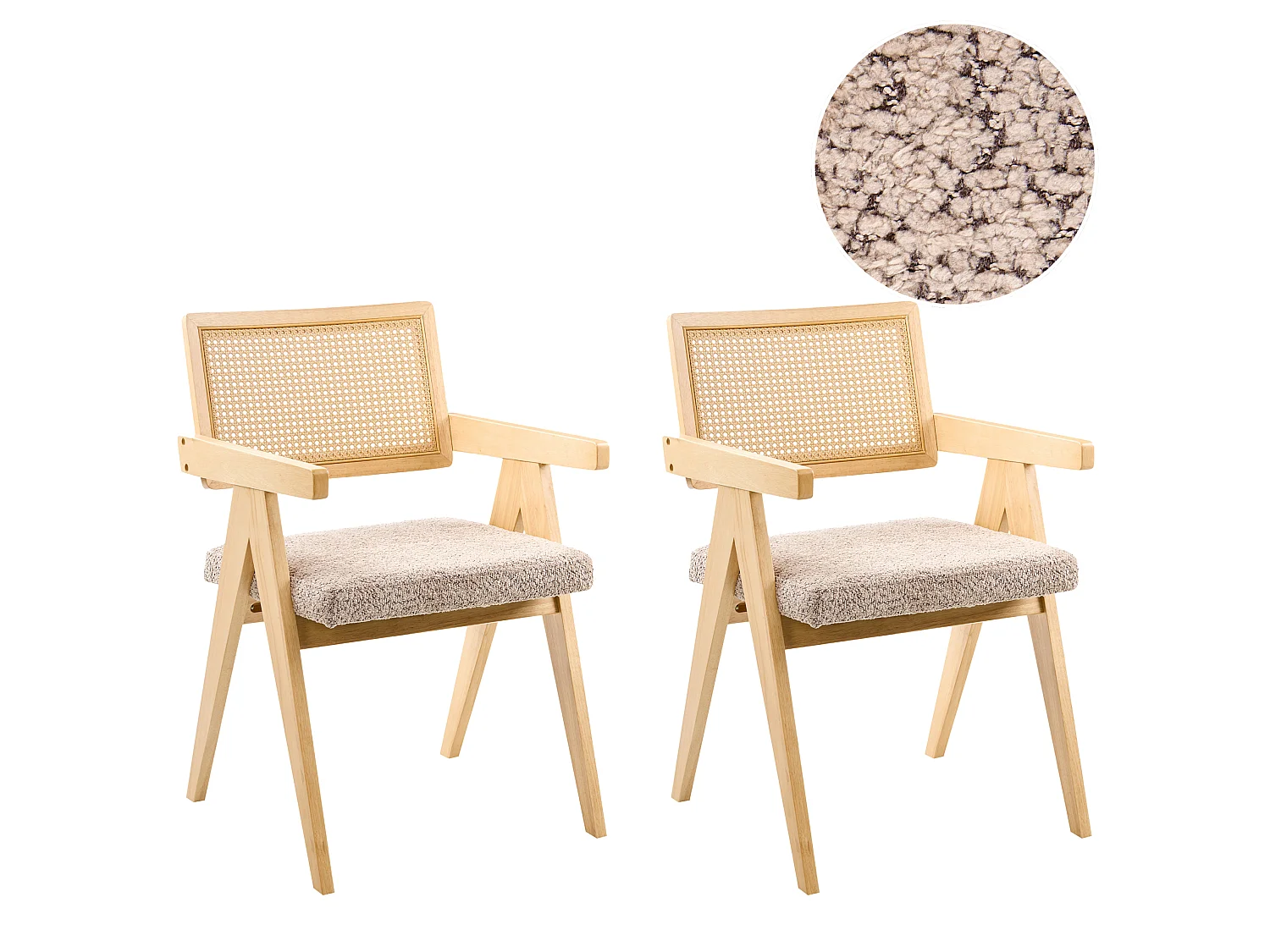 Lot de 2 chaises de salle à manger AVA Bois Marron clair/taupe